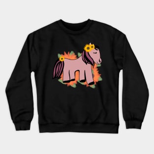 Pony with sunflowers Crewneck Sweatshirt